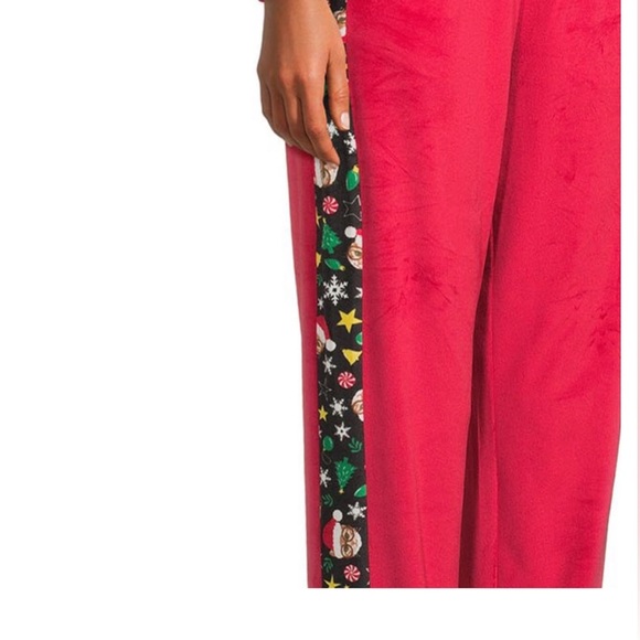 Red plush cozy velour sequin metallic embroidered jacket‎ joggers set size Small - Picture 7 of 13